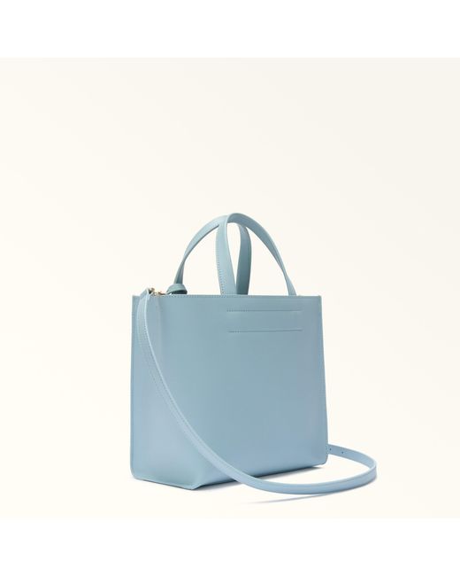Furla Blue Divide It Tote Carta Da Zucchero Sidney Calf Leather