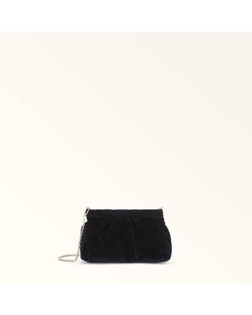 Furla Black Nuvola Pouch Nero Velvet Satin Fabric
