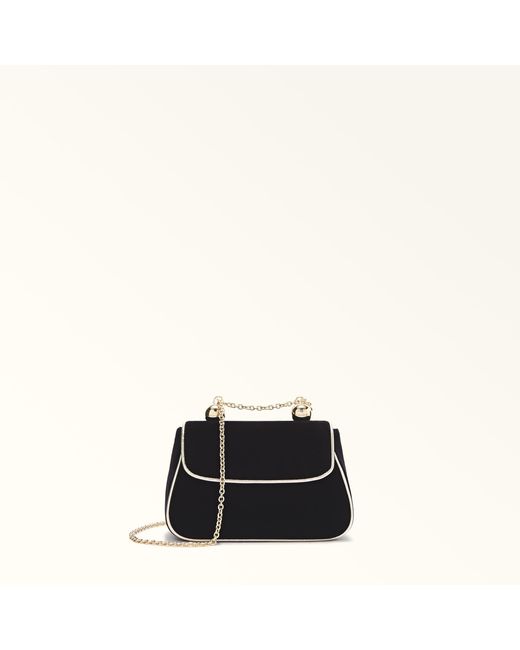 Furla Black Heather Mini Bag Toni Nero Velvet + Piping Metal