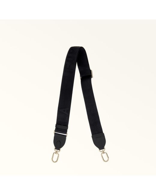 Furla Black Fiona Shoulder Strap Nero Logo Ribbon Fabric