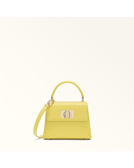 Furla Yellow 1927 Top Handle Mini M Textured Leather