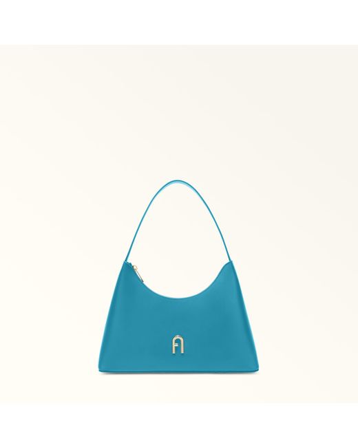 Furla Blue Diamante Schultertasche Turchese A Weiches Kalbsleder Damen