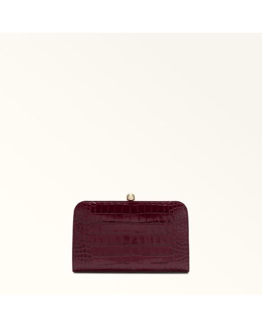 Furla Purple Alba Clutch Ribes G Cocco Print Calf Leather