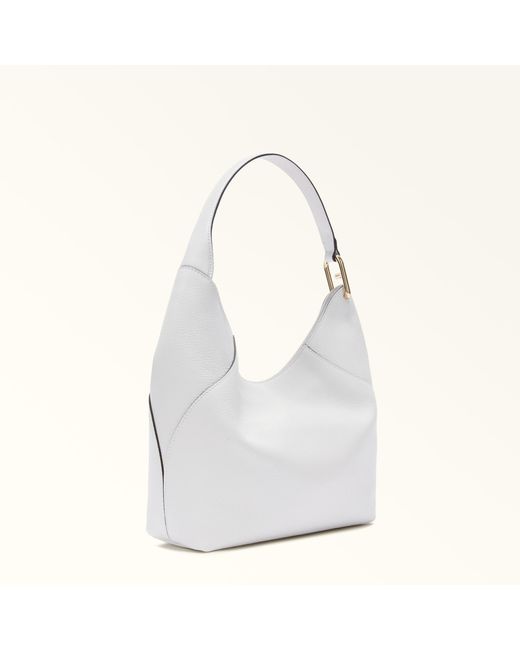 Furla Gray Lara Shoulder Bag Talco H Grained Calf Leather