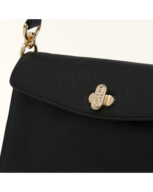 Furla Black Danae Shoulder Bag Nero Keria Grained Calf Leather