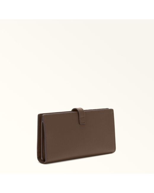 Furla Brown Flow Continental Wallet Espresso Claris Lux Calf Leather