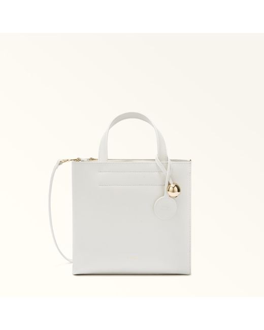 Furla White Divide It Tote Marshmallow Sidney Calf Leather