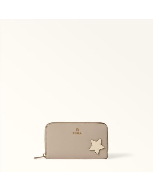 Furla Natural Camelia Zip Around Toni Butter Sidney Calf Leather + Patch Star
