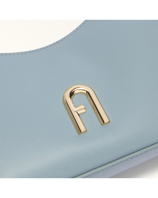 Furla Blue Diamante Shoulder Bag Mini Cirro Soft Calf Leather