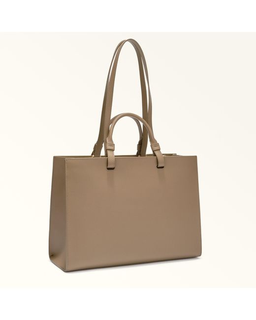 Furla Natural Deva Tote Taupe Andromeda Calf Leather
