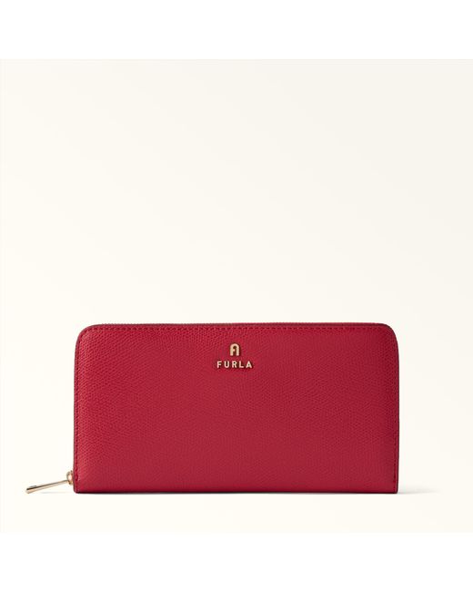 Furla Camelia Zip Around Ruby Textured Leather
