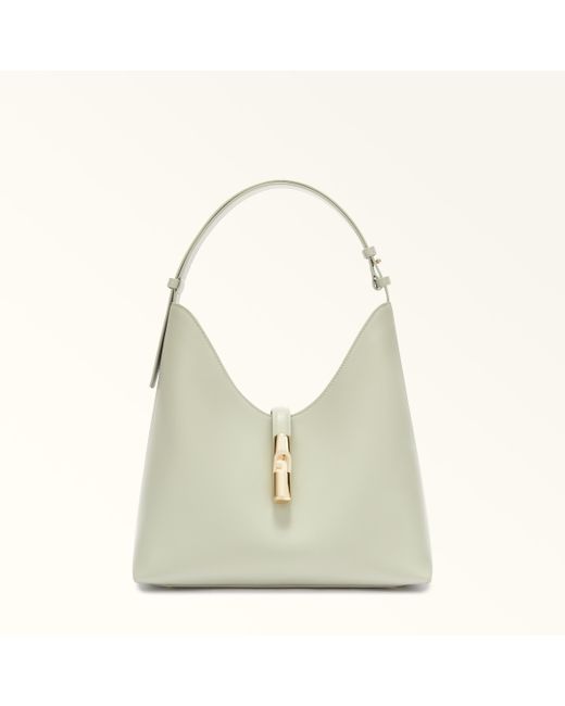 Furla Natural Goccia Shoulder Bag Light Salvia Sidney Calf Leather