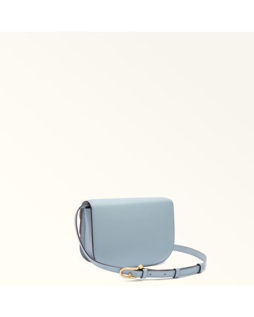 Furla Blue Sfera Crossbody Mini Cirro Soft Calf Leather + Suede
