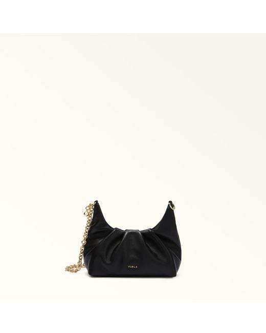 Furla Black Delia Shoulder Bag Xl Nero Nappa Leather