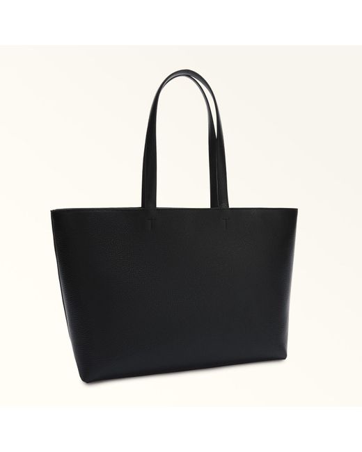 Furla Black Sfera Tote Nero Grained Calf Leather