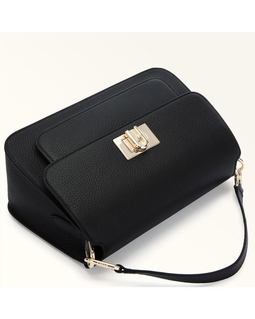 Furla Black Ella Top Handle Nero Grained Calf Leather