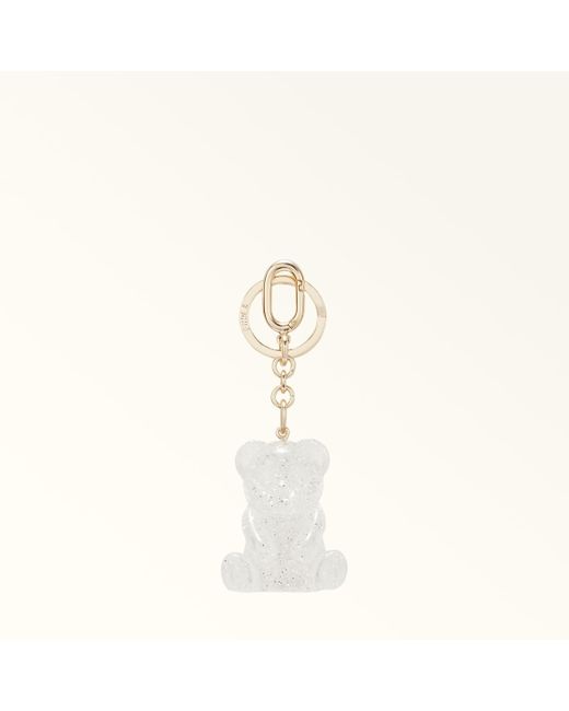 Furla White Allegra Schlüsselanhänger Glitzerndes Plexiglas Damen