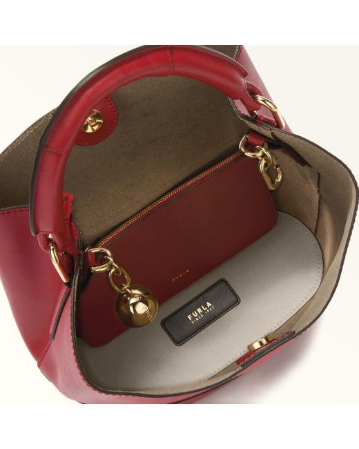 Furla Red Sfera Bucket Bag Lacca Napoli Double Calf Leather