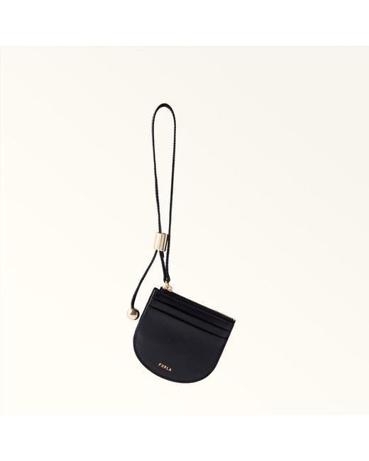 Furla Blue Laura Card Case Nero Textured Leather