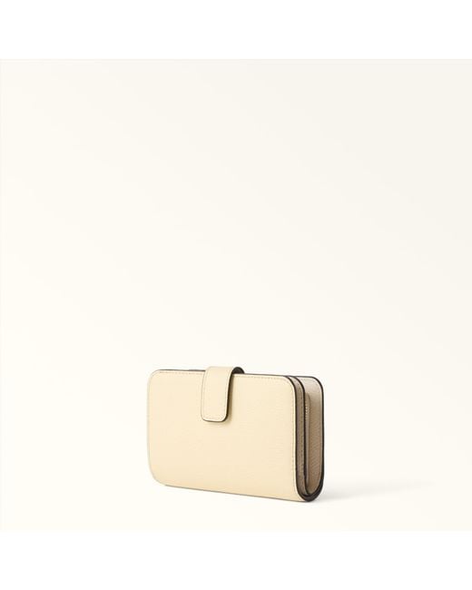 Furla Natural Camelia Compact Wallet Cremino Textured Leather