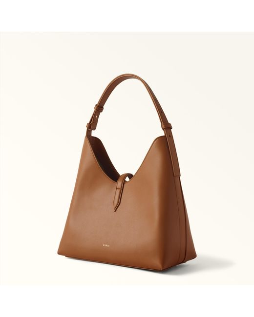 Furla Brown Goccia Shoulder Bag Brandy Sidney Calf Leather