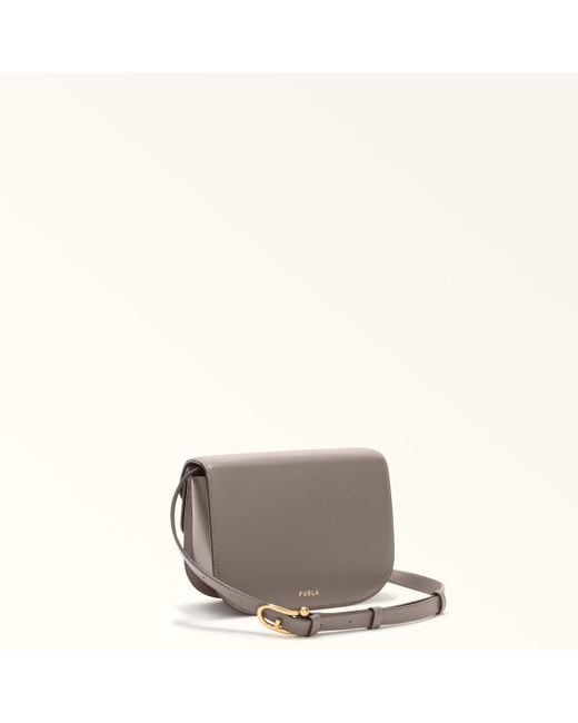 Furla Gray Sfera Umhängetasche Mini Urban Weiches Kalbsleder + Wildleder Damen