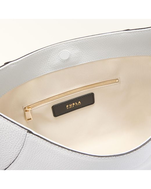 Furla Gray Lara Shoulder Bag Talco H Grained Calf Leather