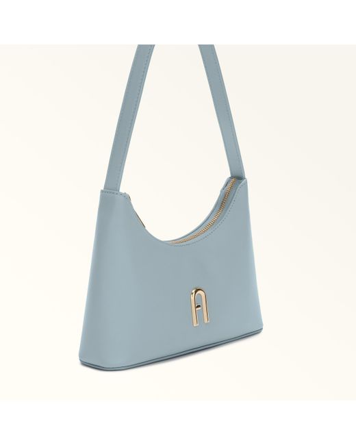 Furla Blue Diamante Shoulder Bag Mini Cirro Soft Calf Leather