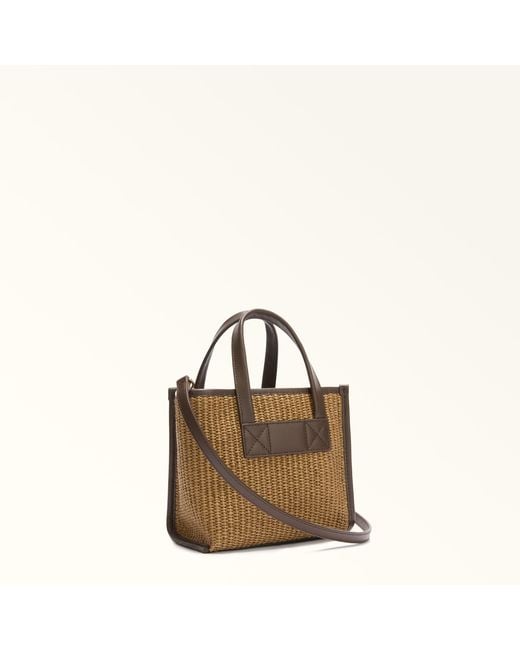 Furla Metallic Divide It Tote Mini Toni Freesia Tuscany Woven Colorblock + Soft Calf Leather