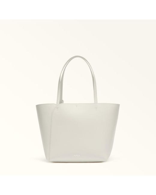 Furla White Miadiva Tote Panna Sidney Calf Leather