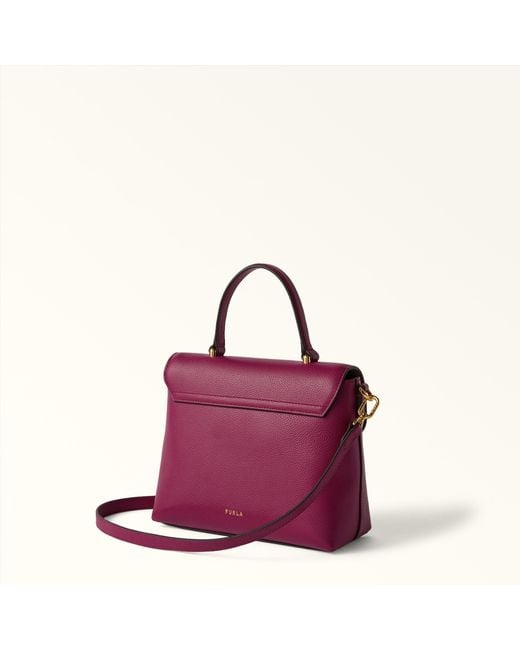 Furla Purple Moonlight Top Handle Rododendro Night Calf Leather