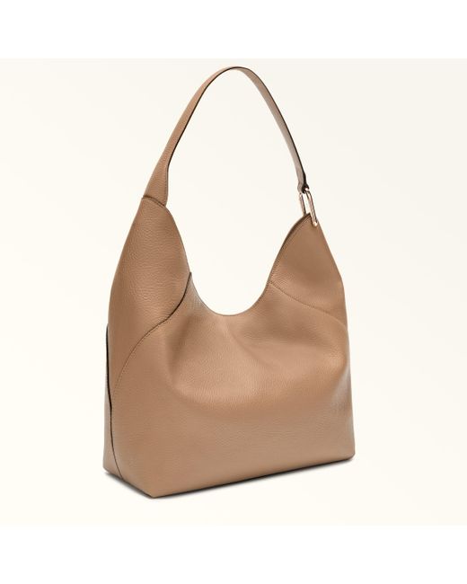 Furla Brown Lara Schultertasche Deserto Genarbtes Kalbsleder Damen