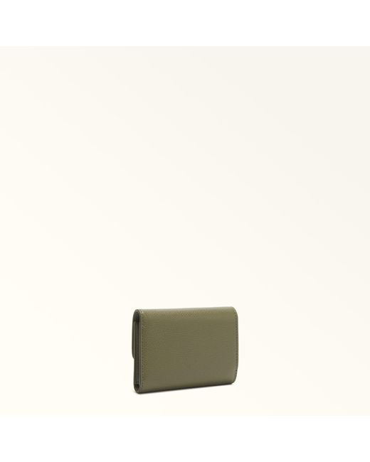 Furla Green Iride Compact Wallet Avocado Textured Leather