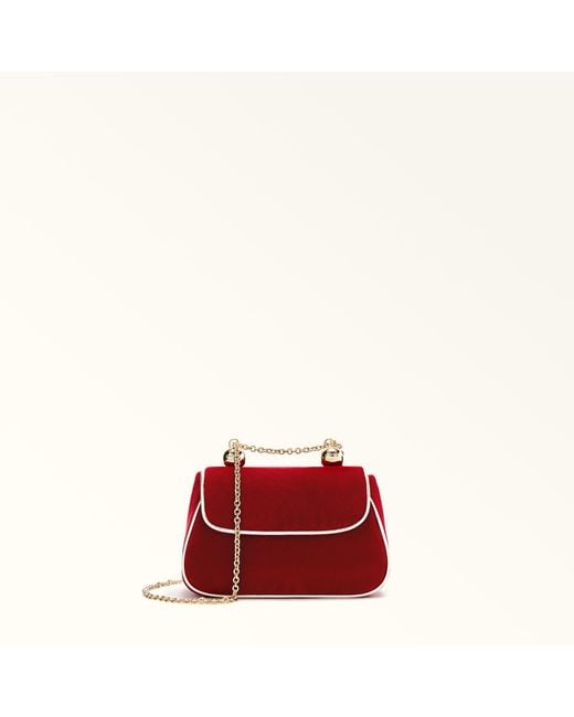 Furla Red Heather Mini Bag Toni Lacca Velvet + Piping Metal