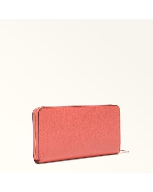 Furla Pink Camelia Zip Around Aperitivo Textured Leather