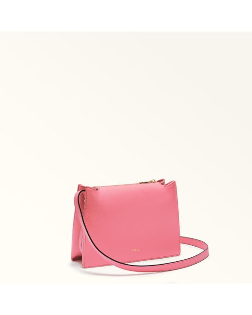 Furla Pink Nuvola Umhängetasche Flamingo Genarbtes Kalbsleder Damen