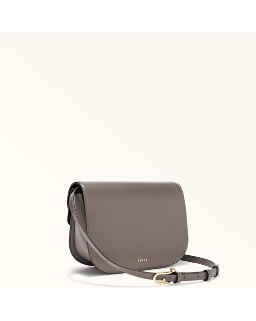 Furla Gray Sfera Crossbody Urban Soft Calf Leather + Suede