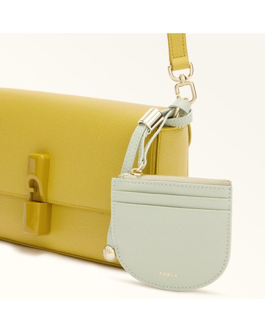 Furla Natural Laura Card Case Light Salvia Textured Leather