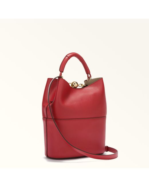 Furla Red Sfera Bucket Bag Lacca Napoli Double Calf Leather