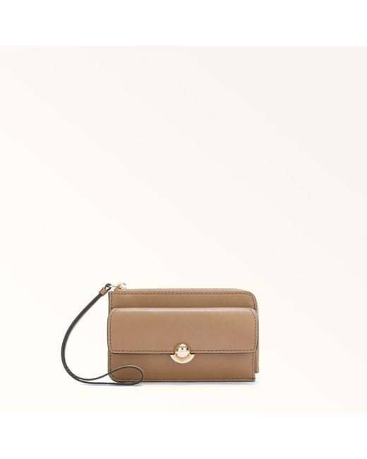 Furla Natural Sfera Card Case Toffee Sidney Calf Leather