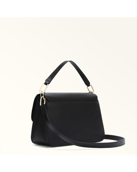 Furla Black Ella Top Handle Nero Grained Calf Leather