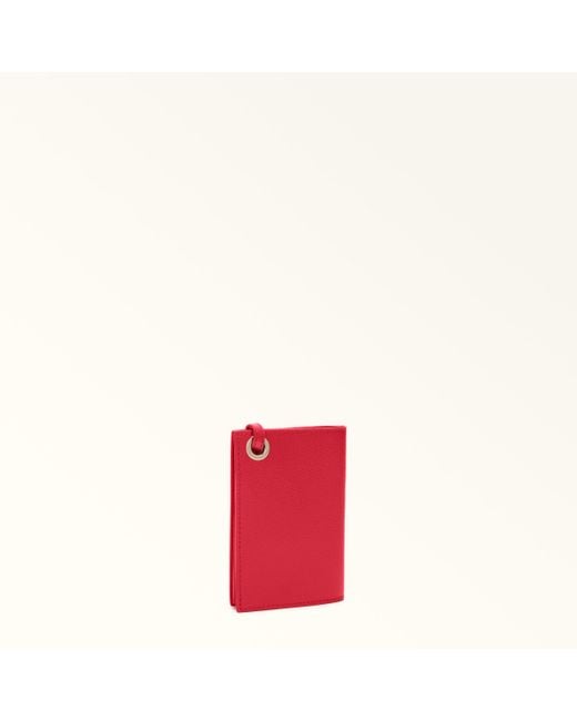 Furla Laura Card Case Ruby Textured Leather