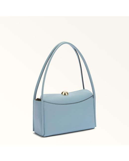 Furla Blue Nicole Shoulder Bag Carta Da Zucchero Night Calf Leather + Sidney Calf Leather