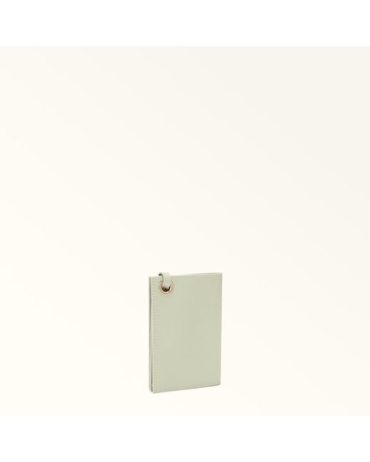 Furla Natural Laura Card Case Light Salvia Textured Leather