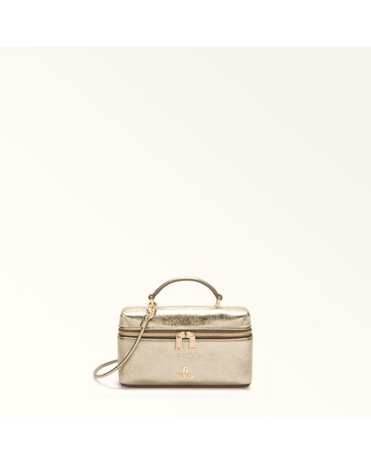 Furla Natural Camelia Mini Bag Vaniglia Piuma Metal Calf Leather