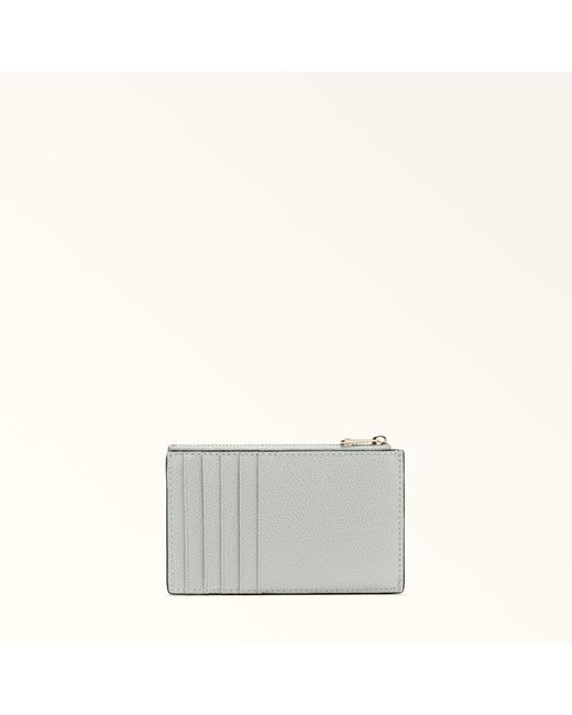 Furla Gray Camelia Card Case Color Cristallo D Textured Leather