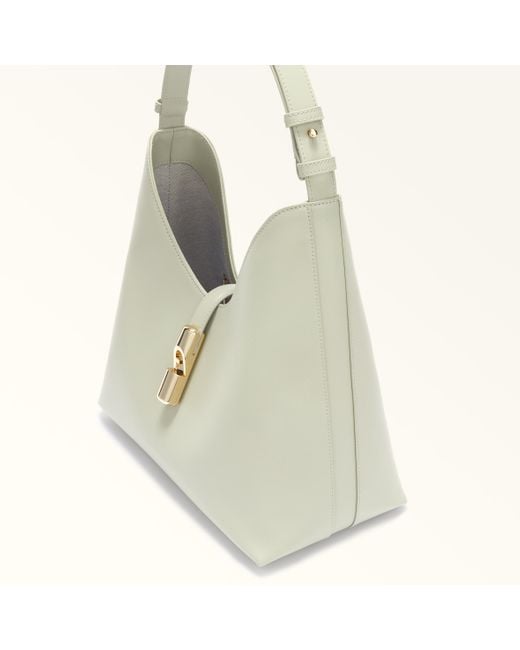 Furla Natural Goccia Shoulder Bag Light Salvia Sidney Calf Leather