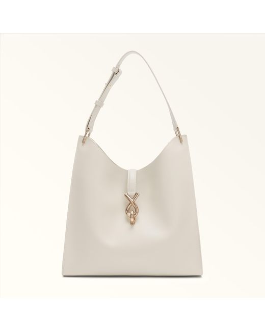 Furla White Mianova Shoulder Bag Perla E Ferrara Calf Leather