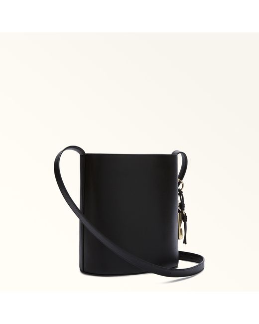Furla Black Roxie Bucket Bag Nero Textured Leather