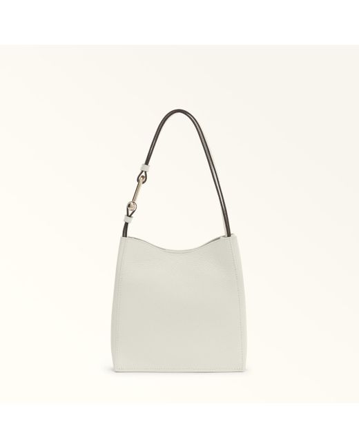 Furla White Nuvola Beuteltasche Mini Panna Genarbtes Kalbsleder Damen